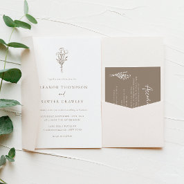 Taupe Moderne Minimalistische Blumenzwiebeln Einladung