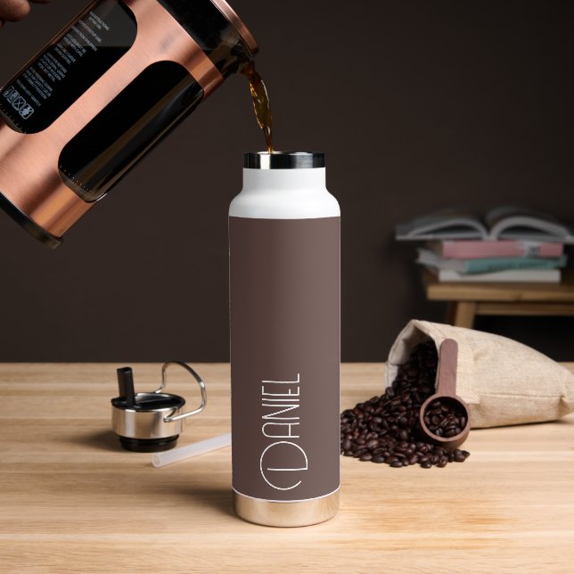 Taupe Moderne Typografie Personalisiert Trinkflasche (Kaffee)