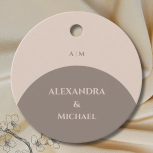 Taupe Monogram Japandi Wedding Danke Geschenkanhänger