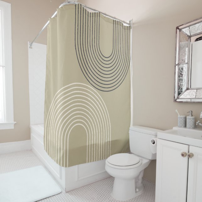 Taupe-Neutral-Minimalistisch Duschvorhang (Beispiel)