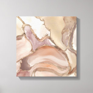Taupe Palette flüssiger Marmor und Gold abstrakt Leinwanddruck