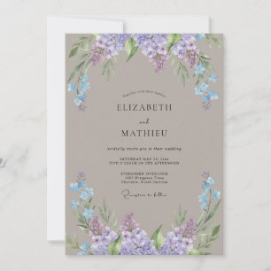 Taupe Periwinkle Wisteria Hochzeit Einladung