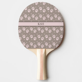 Taupe & Pink Paw Print Collection Tischtennis Schläger