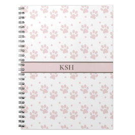 Taupe & Pink Paw Print SpiralNotebook Notizblock