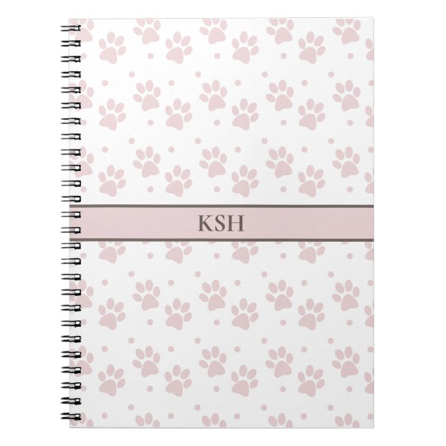 Taupe & Pink Paw Print SpiralNotebook Notizblock (Vorderseite)