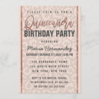 Taupe Pink Rose Gold Glitzer Cheetah Quinceañera