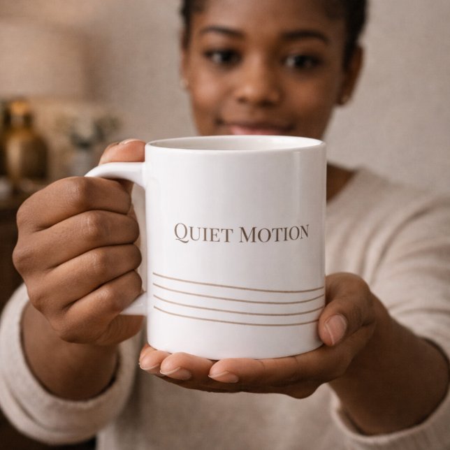 Taupe Quiet Motion Classic Becher, 325 ml Kaffeetasse (White ceramic meets refined taupe lines for thoughtful everyday sipping.)