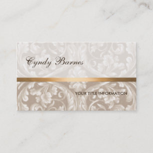 Taupe Renaissance Damask Business Card Visitenkarte
