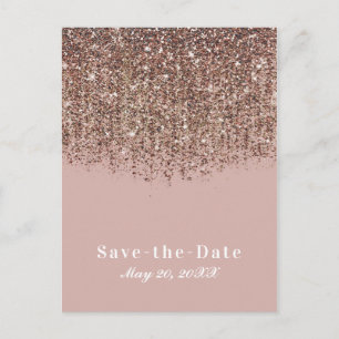 Taupe-Rosé Bronzener Glitter Save-the-Date-Karte Ankündigungspostkarte