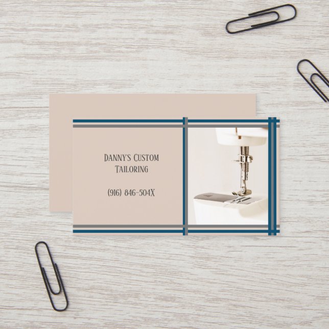 Taupe Schneider Nähmaschine Visitenkarte (Vorderseite/Rückseite Beispiel)