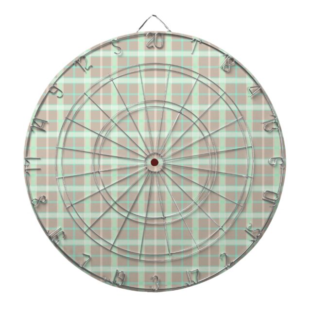 Taupe & Seafoam Kariert Dartscheibe (vorne)