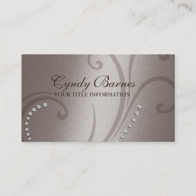 Taupe Shimmer und Crystals Business Card Visitenkarte (Vorderseite)