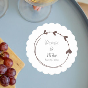 Taupe Simple Heart Wreath Wedding Untersetzer