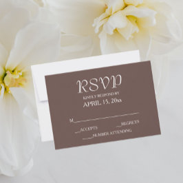 Taupe Simple Style Wedding RSVP Karte