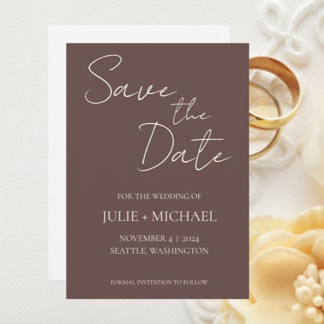 Taupe Simple Style Wedding Save The Date (In Situ Wedding)