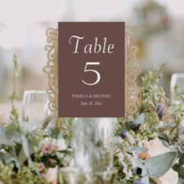 Taupe Simple Style Wedding Tischnummer