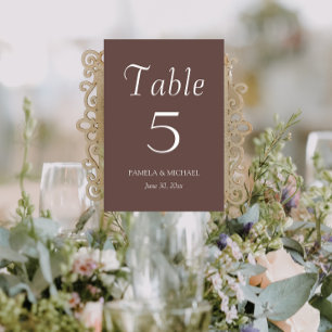 Taupe Simple Style Wedding Tischnummer