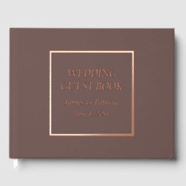 Taupe Simple Stylized Letters Wedding Gästebuch