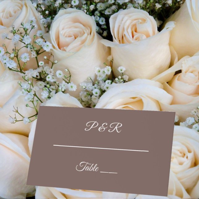 Taupe Simple Stylized Script Wedding Platzkarte (In Situ Wedding)