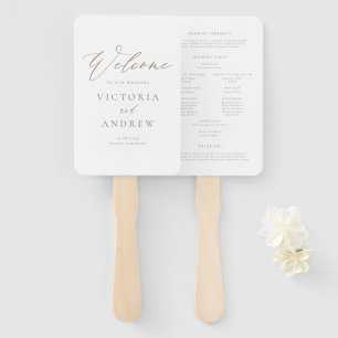 Taupe Simple Typografy Formal Wedding Program Fächer