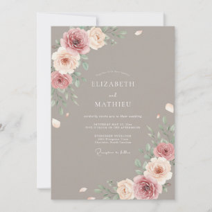 Taupe- Sophisticated Vintage-Hochzeit Einladung