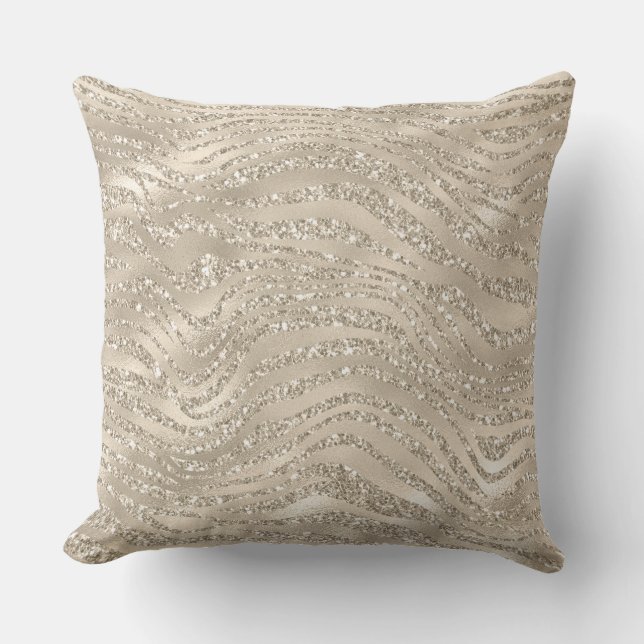 Taupe Sparkle Designer Throw Kissen (Vorderseite)