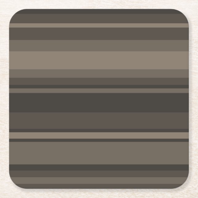 Taupe Streifen Rechteckiger Pappuntersetzer (Vorderseite)