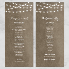 Taupe String Lights Hochzeitsprogramm Programm