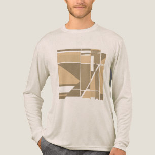 Taupe Tan Geometric Boxen Abstraktes MCM-ähnliches Tri-Blend Shirt