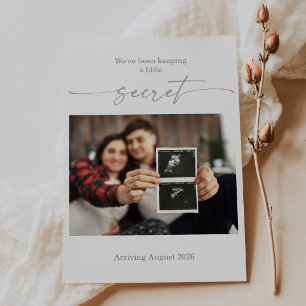 Taupe-Ultraschall-Foto-Schwangerschafts-Ankündigun Einladung