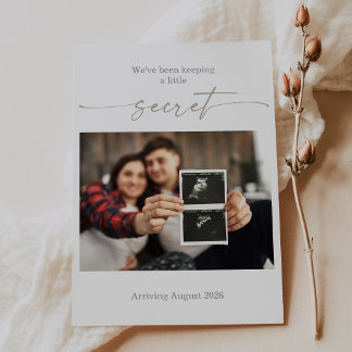 Taupe Ultrasound Photo Pregnancy Announcement Card Einladung
