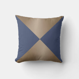 Taupe und Blue Triangle Modern Print Kissen