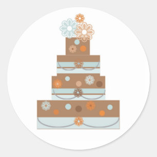 Taupe und Blue Wedding Cake Verschönerung Runder Aufkleber