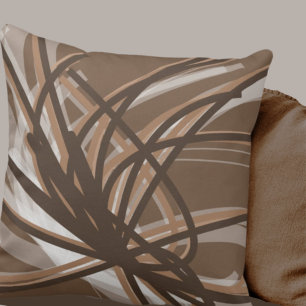 Taupe und braun neutrale Abstrakte Ribbons Kissen