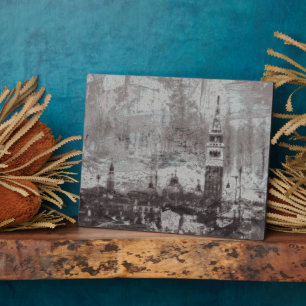 Taupe und Cyan Distressed Skyline Venedig Italien  Fotoplatte