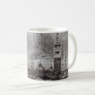 Taupe und Cyan Distressed Skyline Venice Italien Kaffeetasse