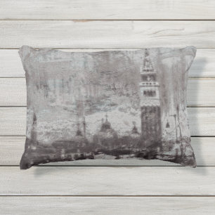 Taupe und Cyan Distressed Skyline Venice Italien Kissen Für Draußen