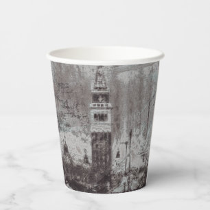 Taupe und Cyan Distressed Skyline Venice Italien Pappbecher
