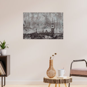 Taupe und Cyan Distressed Skyline Venice Italien Poster