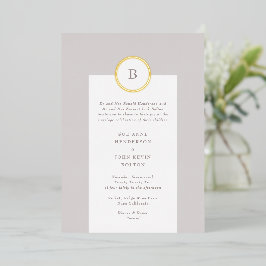Taupe und Gold Circle Mongram Wedding Folieneinladung