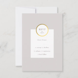 Taupe und Gold Foil Circle Mongram Wedding RSVP Karte