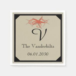Taupe und Mandarine Hochzeit am Meer Serviette