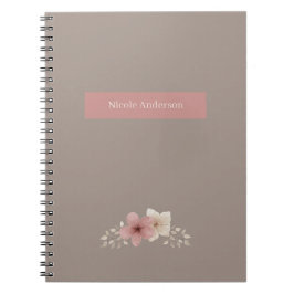 Taupe und rosa Blumenschrift Notizblock