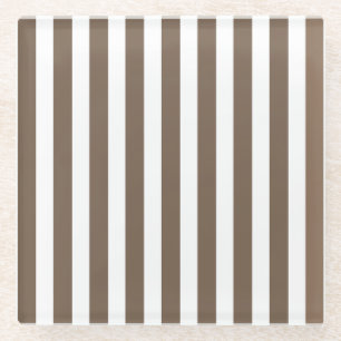 Taupe und Streifen mit weißem Süßigkeiten Glasuntersetzer