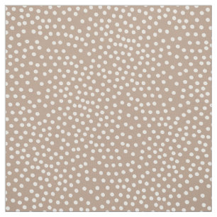 Taupe und White Random Polka Dot Gepunktet drucken Stoff