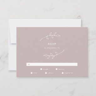 Taupe und White Simple Wreath Wedding RSVP Karte