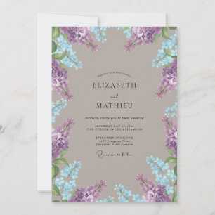 Taupe-Veilchen-Wisteria-Hochzeit Einladung