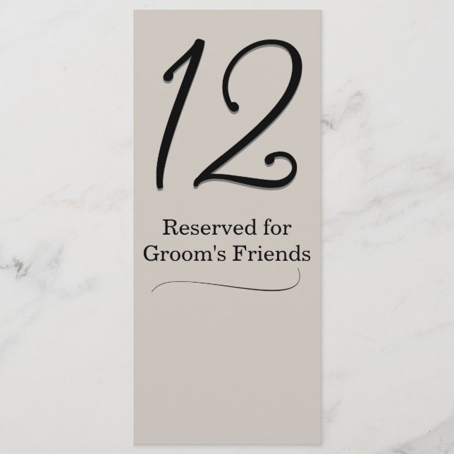 Taupe Wedding Reception Tischnummer (Vorderseite)