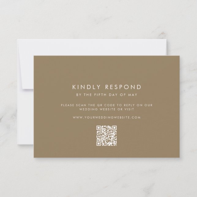 Taupe Wedding RSVP Karte (Vorderseite)
