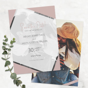 Taupe Wedding Save the Date with Color Foto Einladung